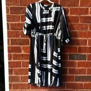 NWT Metisu Sz L Roll Sleeve Cut Out Dress Highneck